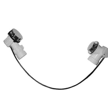 Jones Stephens Chrome Plated 27in. Cable Drive Toe Touch Bath Waste Kit, PVC P37550